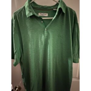 Tommy Bahama IslandZone Polo Shirt Mens XL Green Textured Short Sleeve Marlin